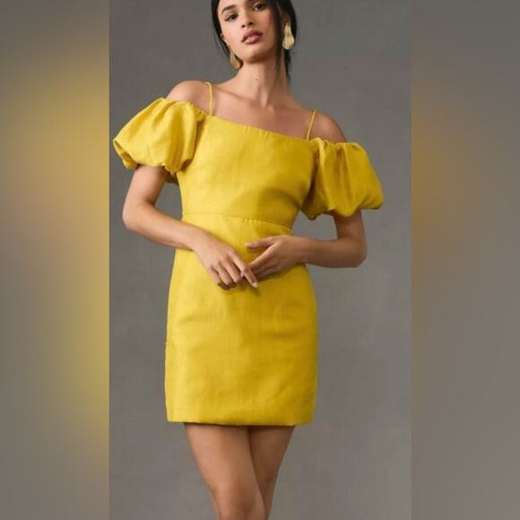 Anthropologie Dresses & Skirts - Let Me Be Slim Off-The-Shoulder Puff-Sleeve Dress Size XS